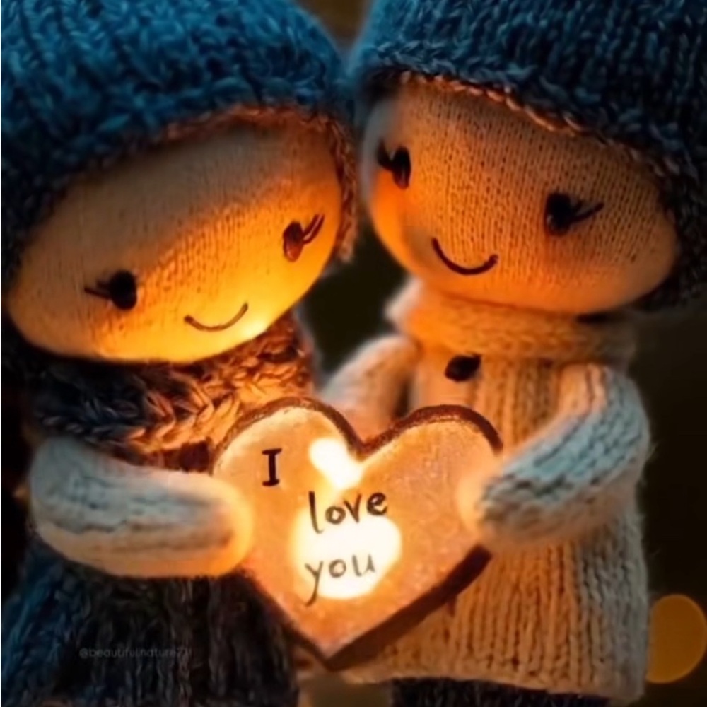 Cute Knitted Dolls with Heart Light